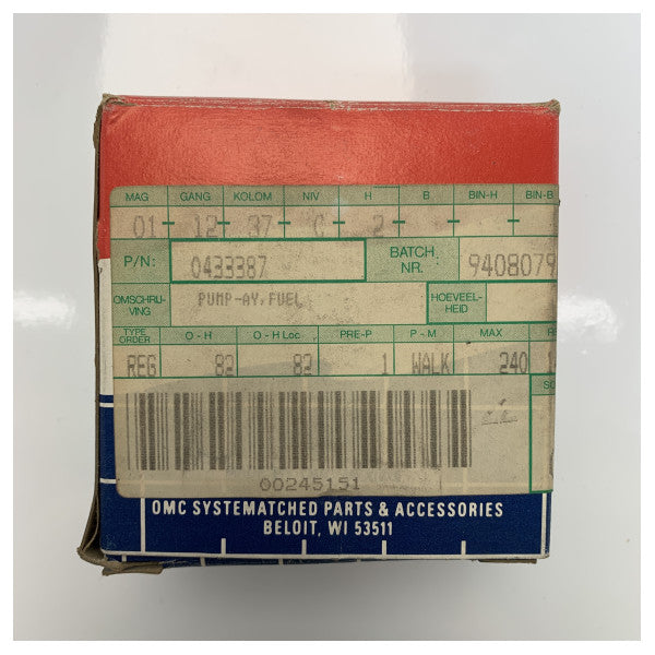 Bomba de combustível compatível com Johnson Evinrude OMC 432451 0433387