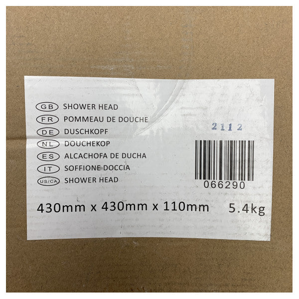 スクエア埋め込み型シャワーヘッド クロム 430 x 430 x 110 mm - 066290