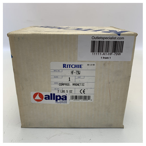 Ritchie HF-79W компас за вграждане в стената, бял със светлина 12/24V