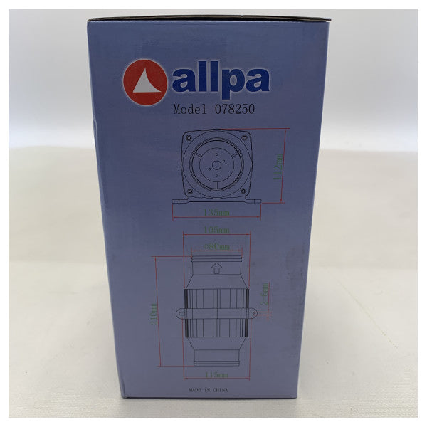 Allpa motorrumsventilator hvid 12V | 207 M3/h - 078250