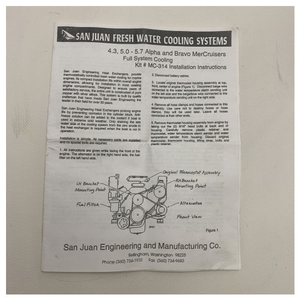 MARTEC SEA VATER VARME EXCHANGER FOR MERCRUiser V6 og V8 Inboard Engines - MC -314