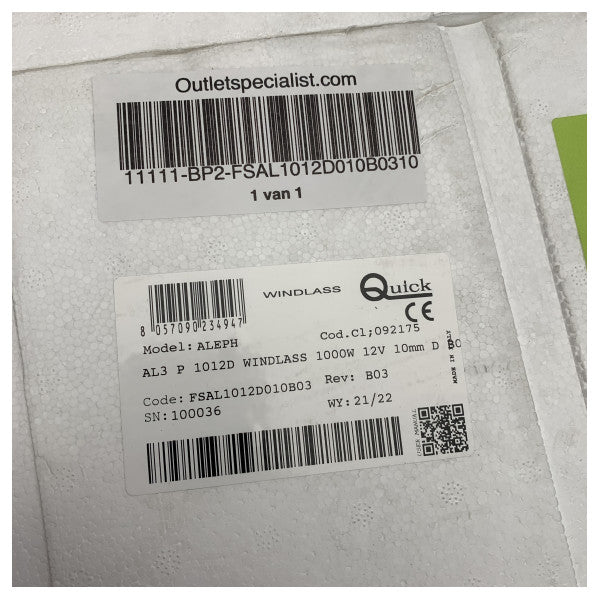 クイックアレフAL3ロープロファイル1000W|10MM|12V電動ウインドラス