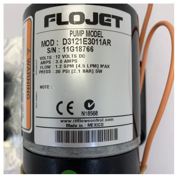 Flojet Duplex II мембранна помпа 12V 4L/мин 2.8 Bar - D3121E3011AR
