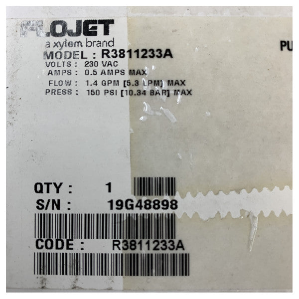 フロジェット R3811233A トリプレックス HP シリーズ デマン 液体ポンプ 230V - 5.3L/m 150 psi