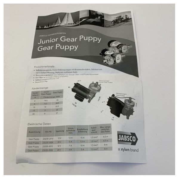 Jabsco Gear Puppy 24V Yağ Değiştirme / Dizel Transfer Pompası 26L/dak - 23230-2024