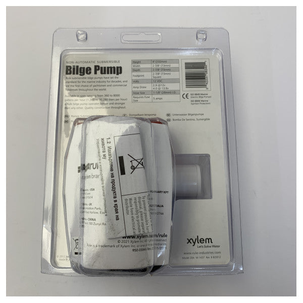 Regel 1000 GPH Tauchbilgepumpe 12V 3785L/Stunde