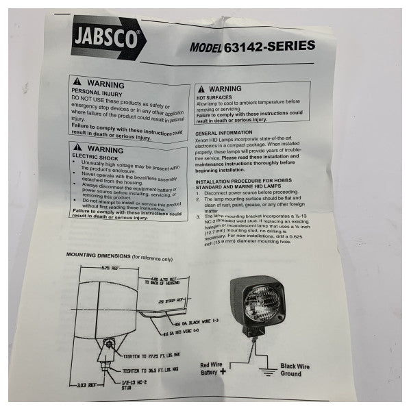 Jabsco Faro Xenon 12V 15 Amp Marine Flutlicht - 63142-0012