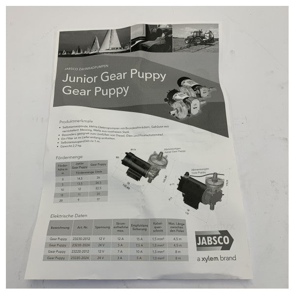 Jabsco Junior Gear Puppy 12V Elektrische Kraftstoffübertragungs-pumpe - 23220-2012