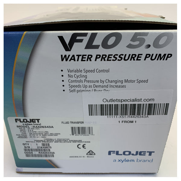 Flojet V-FLO 24V Frischwasser-Druckpumpe - 19 L/m 40PSI - R4426343A
