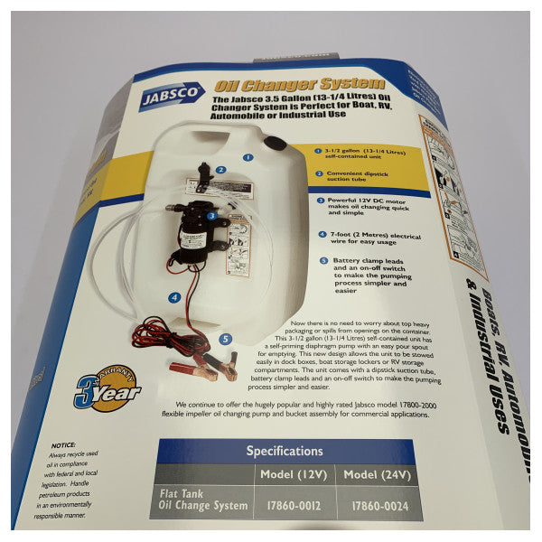Système de changement d'huile Jabsco 24V avec pompe - 17860-0024