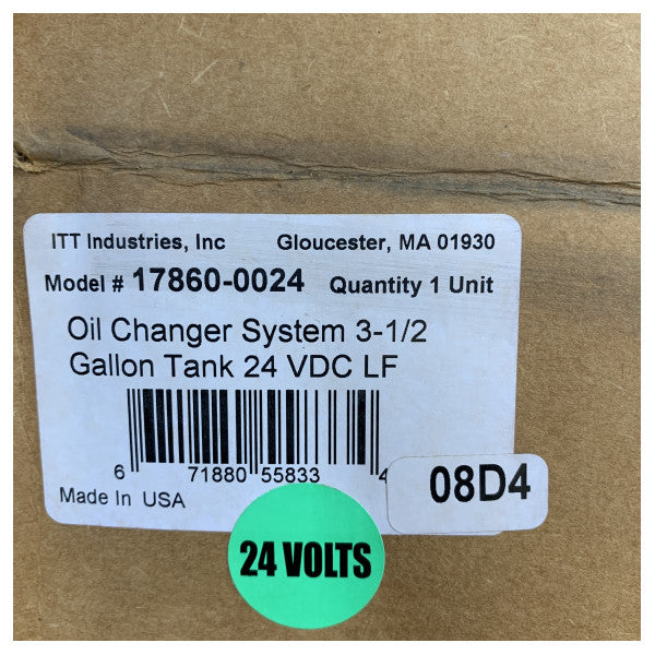 Système de changement d'huile Jabsco 24V avec pompe - 17860-0024