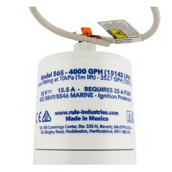 Rule 4000 Automatisk Nedsænkelig Pumpe - 12V - 56S - 4000 GPH
