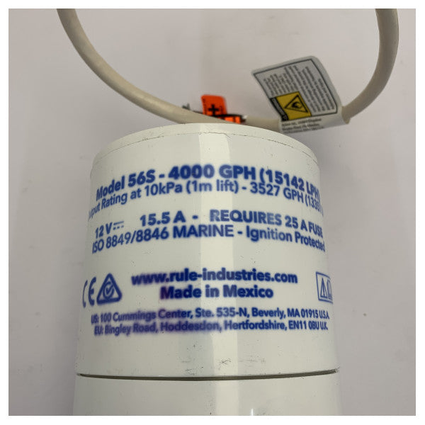 Rule 4000 Automatisk Nedsænkelig Pumpe - 12V - 56S - 4000 GPH