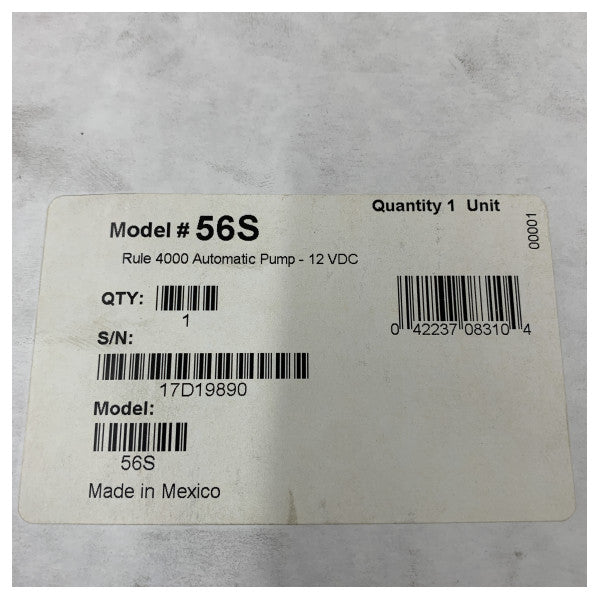 Rule 4000 Automatisk Nedsænkelig Pumpe - 12V - 56S - 4000 GPH