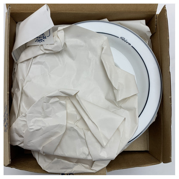 Riva Richard Genori Набір з 6 білих керамічних тарілок з синім обідком - міцний морський посуд для човнів і яхт