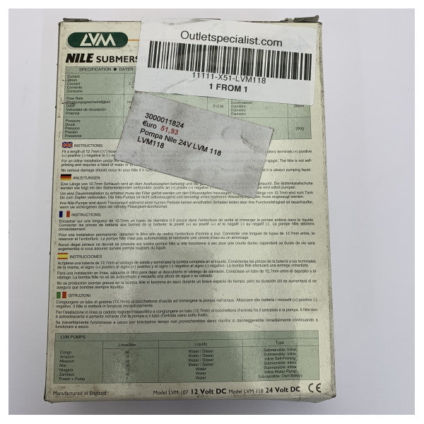 LVM Nile 118 Насос Занурювальний та Лінійний 24V - Пальне та Вода
