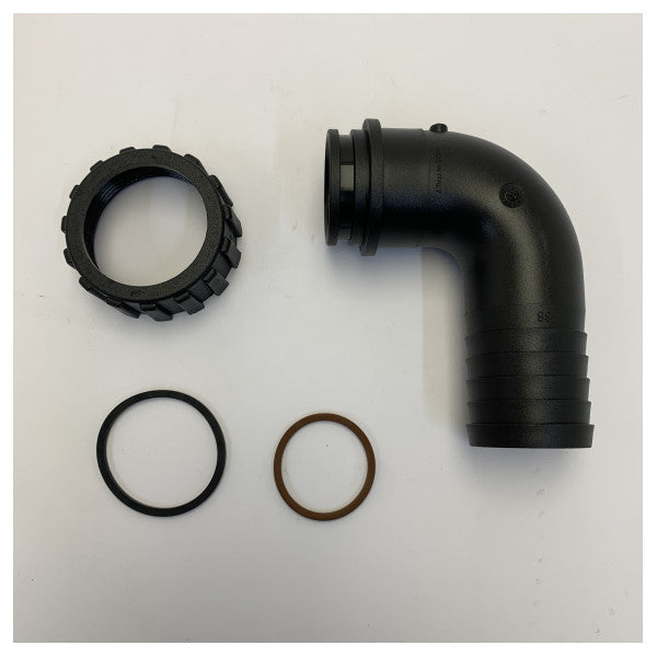 Złącze węża do zbiornika 90° 38mm - W tym uszczelki O