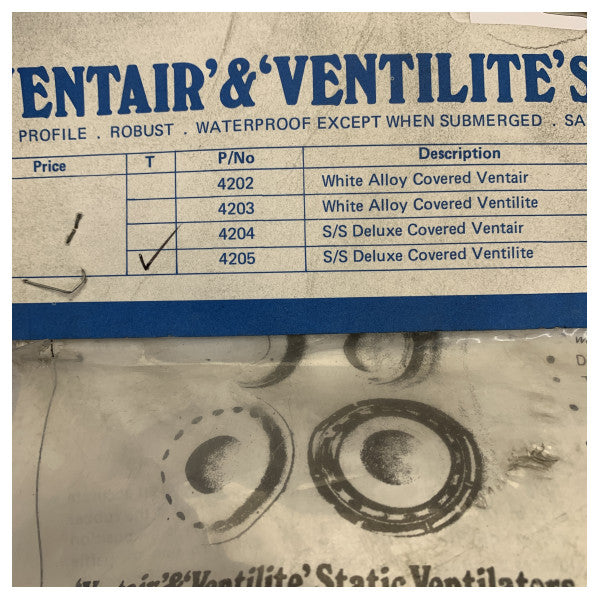 Ventilite Stainless Steel Deck Ventilator- 9 inch - 4205