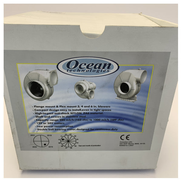 Ocean Technologies Marine Hava Aspiratörü 12V - Hortum ve Izgaralı Havalandırma Kiti