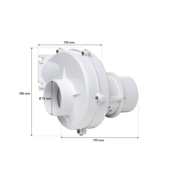 Ocean Technologies Marine Hava Aspiratörü 12V - Hortum ve Izgaralı Havalandırma Kiti