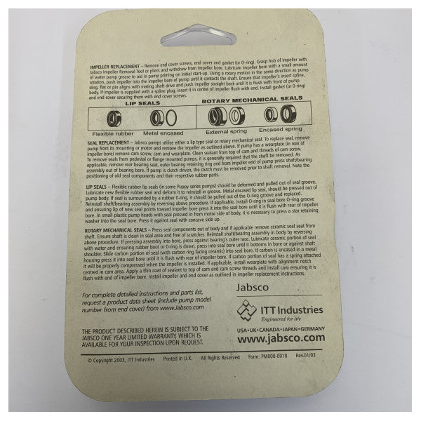 Jabsco 90092-0004 Service Kit - Repair Kit For Pump