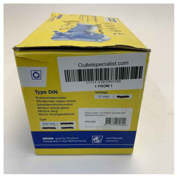 Vetus Motore tergicristallo per parabrezza 12V - Albero lungo 51 mm 2 pollici - DIN1250