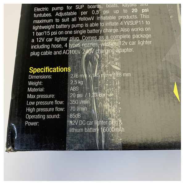 Електричний насос для SUP Vetus YellowV 12V - цифровий дисплей - YVPUMP02E