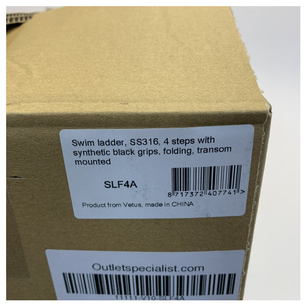 Drabinka do pływania Vetus SLF4A - stal nierdzewna - 4 stopnie - składana - w zestawie z zestawem montażowym