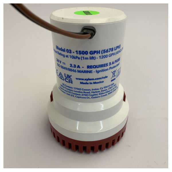 ルール1500電動24Vマリンビルジポンプ03M - 5700L/H