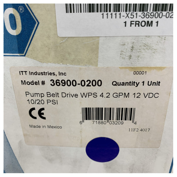 Jabsco PAR 36900-0200 Насос для питної води Autoclave 12V