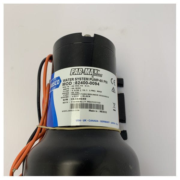 Jabsco 82400-0094 Par-Max 4.0 PLUS Fresh Water Pump 24V 60PSI - 15 lpm