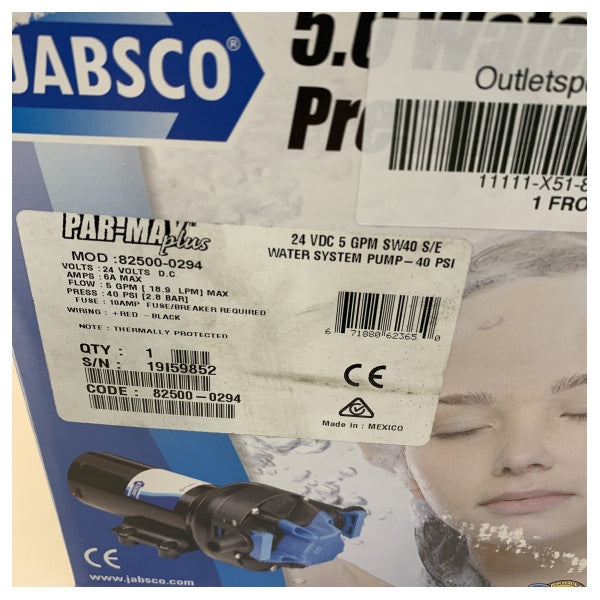 ジャブスコ パーマックス 5.0 プラス フレッシュウォーターポンプ - 24V - 40 PSI - 19 l/m - 82500-0294