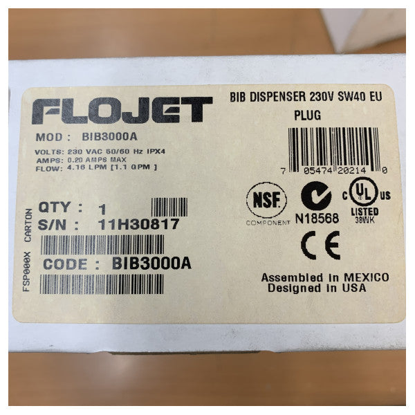 Flojet BIB3000A Bag-in-Box Dispenser Pump - 230V SW40 EU - BIB3000A