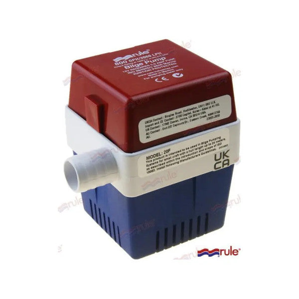 Rule 800 GPH Submersible Marine Bilge Pump 12V - 20F Square Series