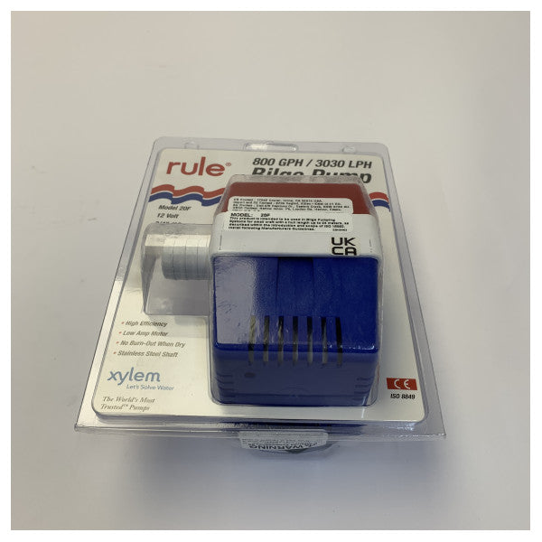 Rule 800 GPH nedsenkbar maritim lensepumpe 12V - 20F Square-serien