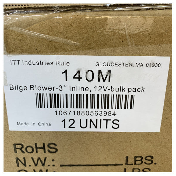 Rule 140M Hat İçi Deniz Üfleyici 3 İnç 12V Sintine Havalandırma Fanı