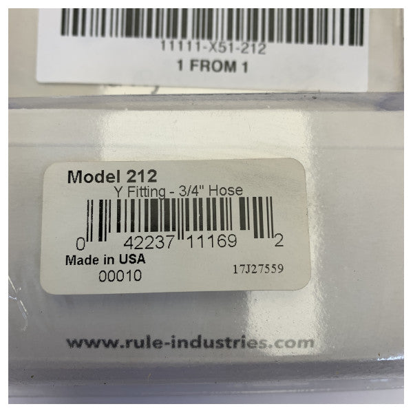 Rule 212 3/4inch 19mm Y-подібний морський шланговий з’єднувач