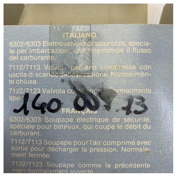 Électrovanne Marco Marine 24V 1/4 pouce 10 mm