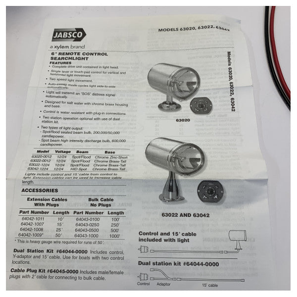 Projecteur marin Jabsco 6\" Chrome 12/24V Spot-Flood Montage en surface - 63022-0012