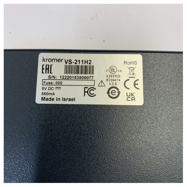 Kramer VS-211H2 4K HDR موزّع HDMI تلقائي 2x1 HDCP 2.2 قابل للتحكم عن بُعد