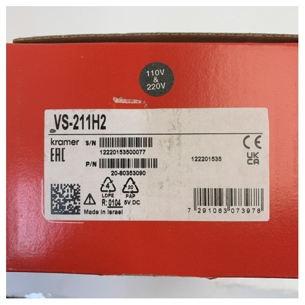 Kramer VS-211H2 4K HDR موزّع HDMI تلقائي 2x1 HDCP 2.2 قابل للتحكم عن بُعد