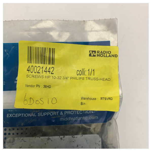 Βίδες Rack Phillips Truss Head & ροδέλα HP 10-32 x 3/4 ίντσας - Μαύρη επίστρωση 100 τεμ.