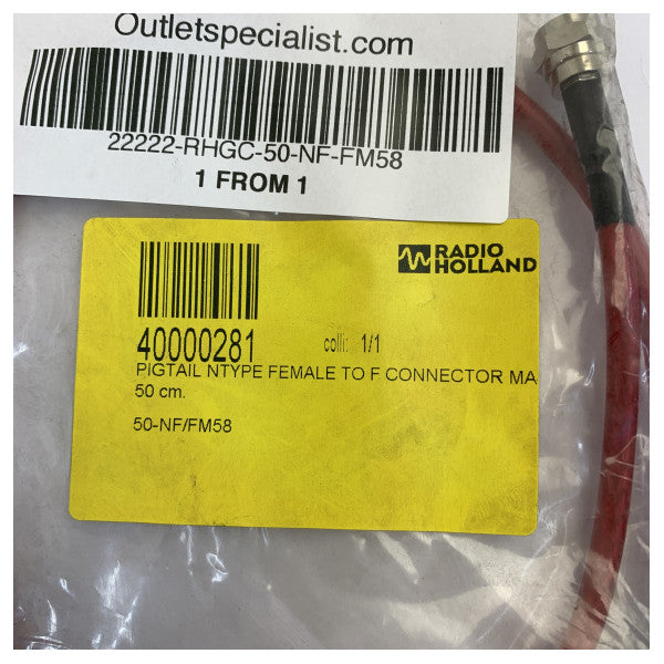 Ομοαξονικό καλώδιο pigtail N-Type θηλυκό προς F-Type αρσενικό 50cm RG58