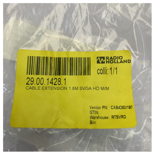 COPARTNER SVGA HD Display -kaapeli M/M 1,8 m ferriittisydämillä - CAB4260-180