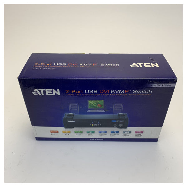 Aten CS1762A 2-Port USB DVI KVMP Switch with Audio and Cables