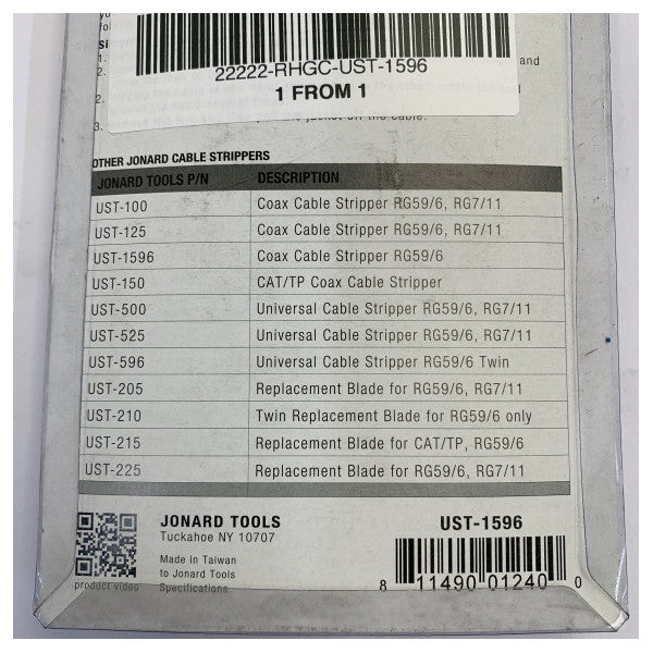 Стрипер коаксіального кабелю Jonard Tools UST-1596 для кабелів COAX 9