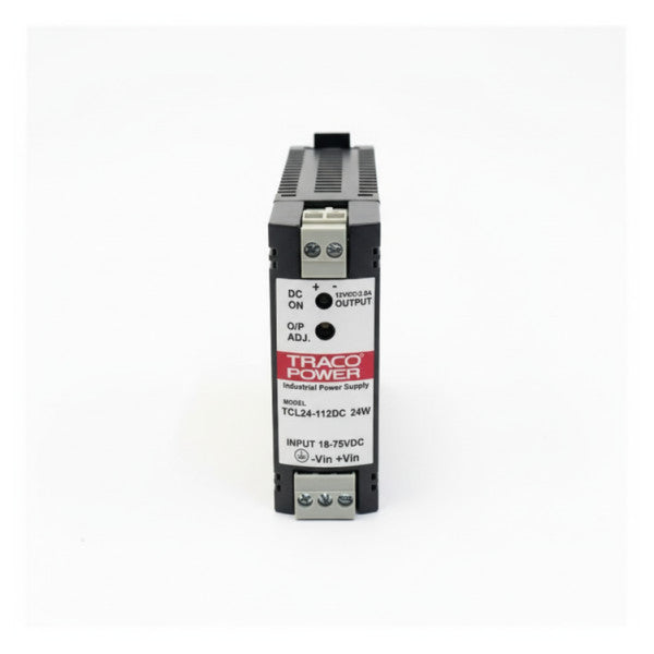 Telerex Traco Power TCL 024-112 DC/DC-muunnin 24VDC:stä 12VDC:hen 24W DIN-kiskoon asennettava