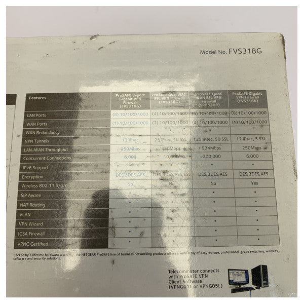 Netgear ProSafe FVS318G-200EUS VPN firewall рутер с 8 гигабитови порта