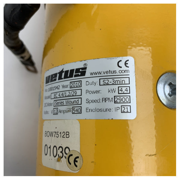 Vetus SET0031 Motor de Bowthruster Marinho 12V 4.4kW para BOW7512