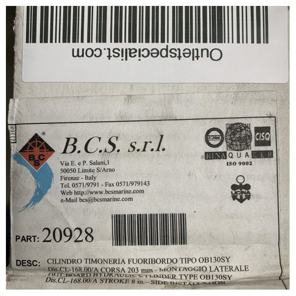 アウトボードモーター用のVetus OB35油圧ステアリングシリンダー